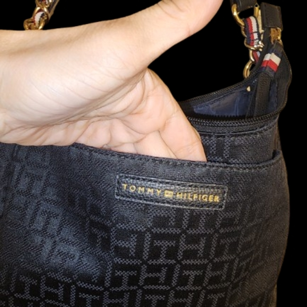 Tommy Hilfiger Black Monogram Shoulder Bag